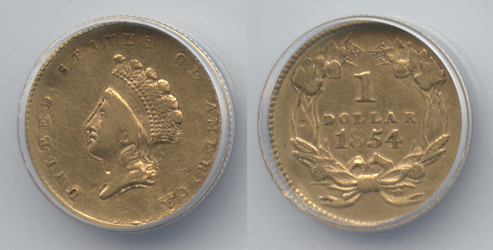 1854 Type II Gold Dollar ANACS EF-40 Details