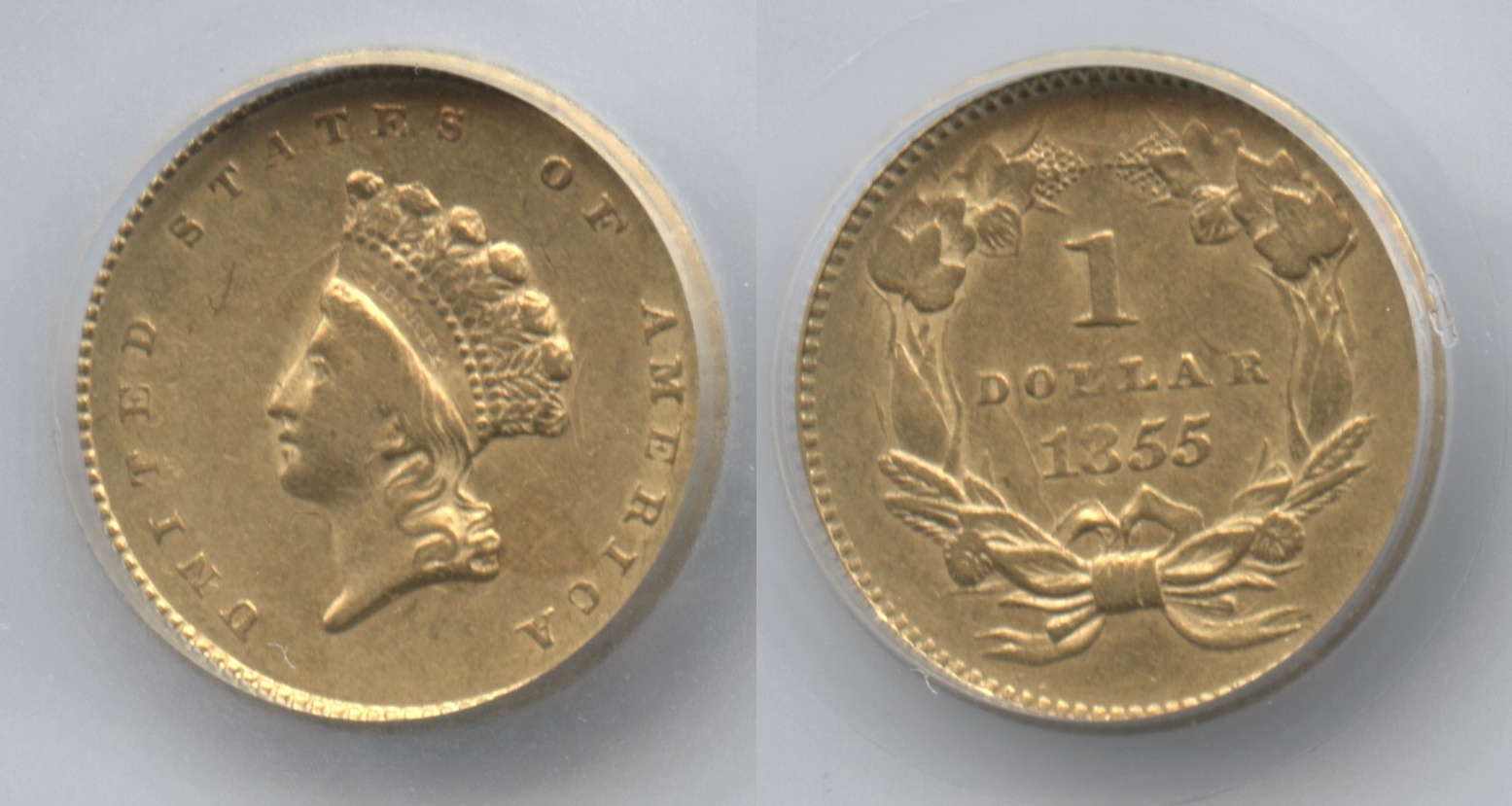 1855 Type 2 Gold Dollar SEGS AU-58