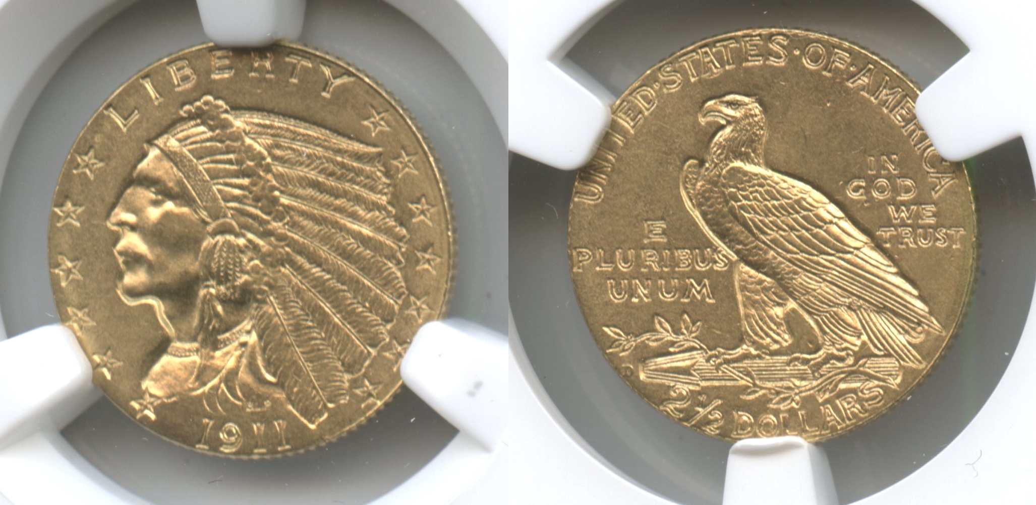 1911-D Indian Head Gold Quarter Eagle NGC MS-64