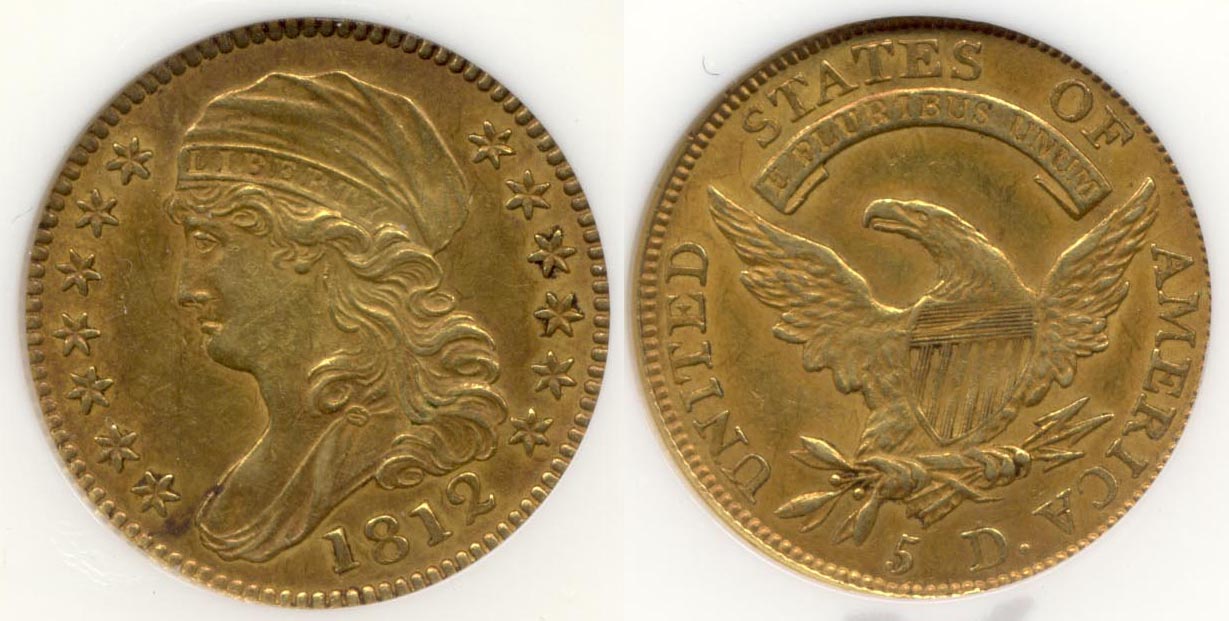 1812 Gold $5.00 Half Eagle NGC MS-61