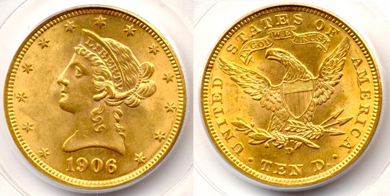 1906-D Gold $10.00 Eagle PCGS MS-62