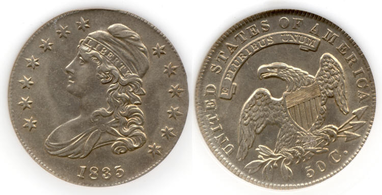 1835 Capped Bust Half Dollar PCI MS-62 small