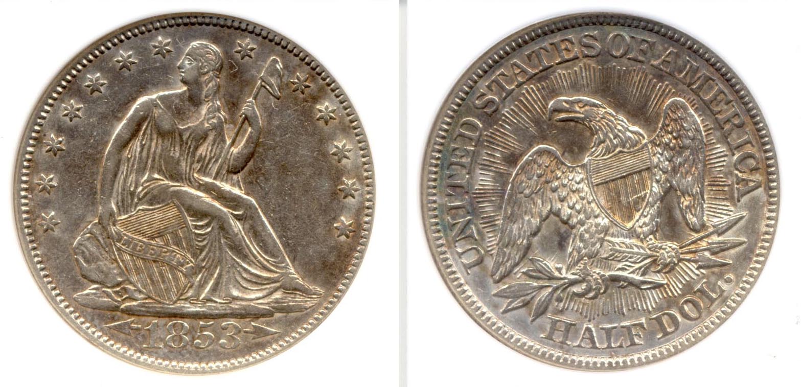 1853 Seated Liberty Half Dollar NGC AU-55