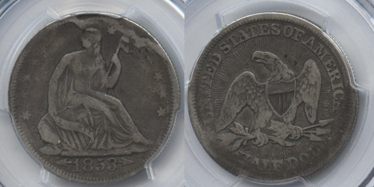 1853 Seated Liberty Half Dollar PCGS VF Details small
