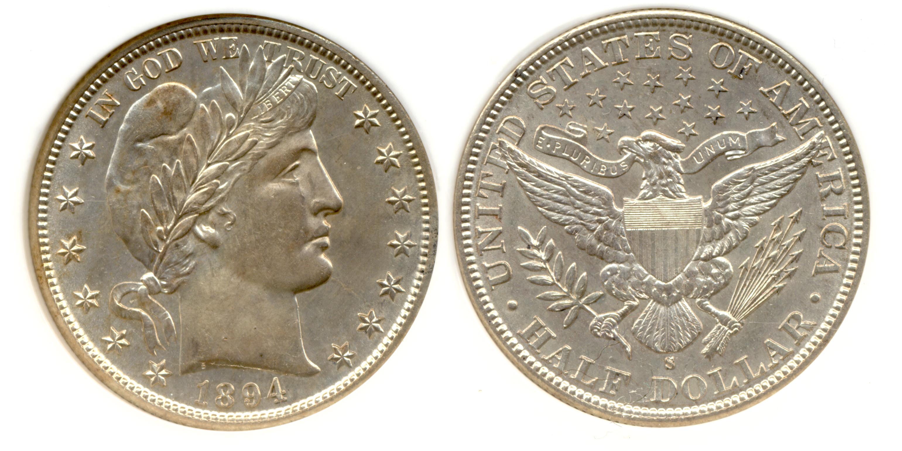 1894-S Barber Half Dollar in PCI MS-64