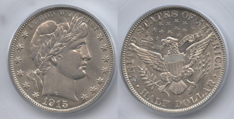 1915-S Barber Half Dollar ICG MS-63 small