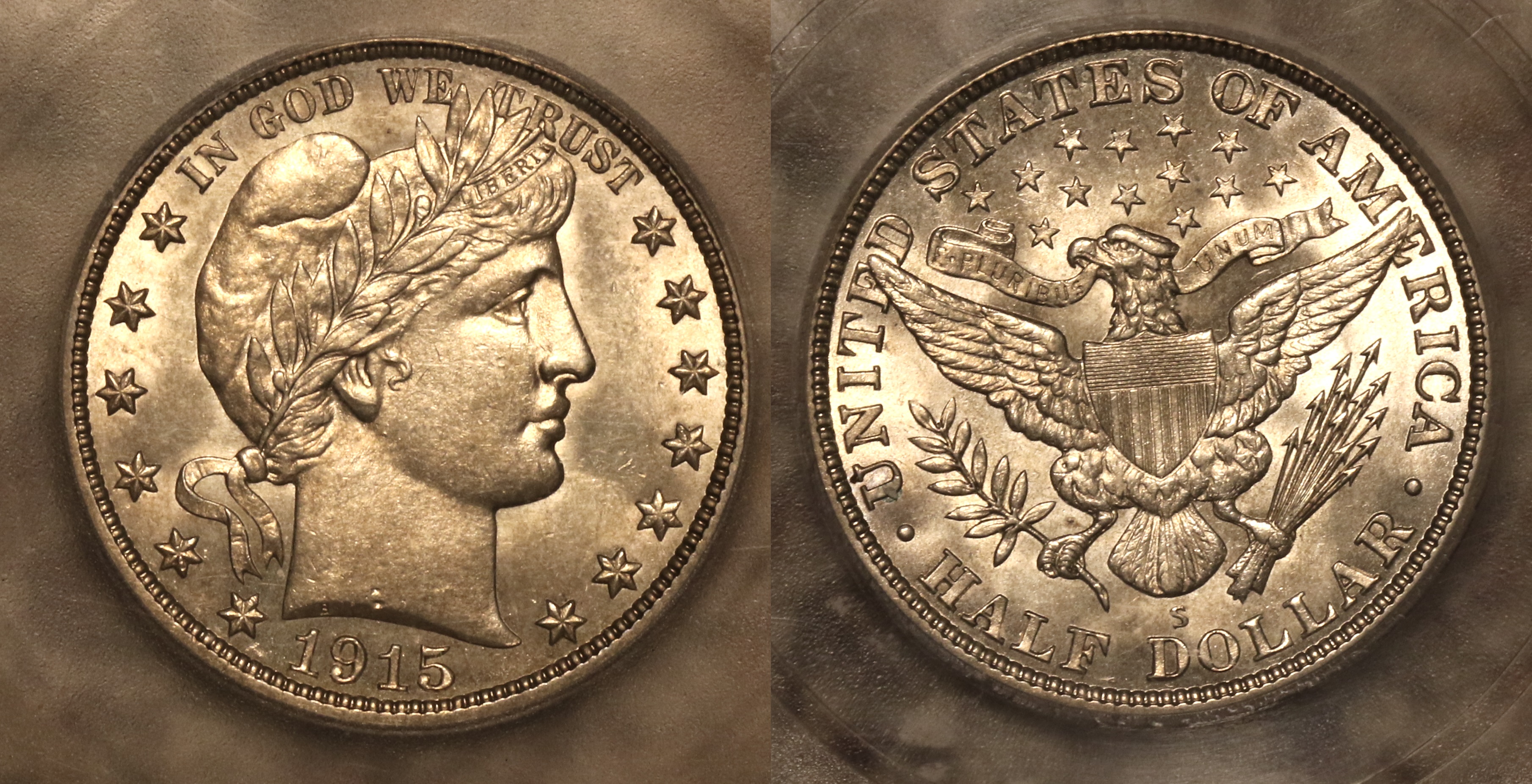 1915-S Barber Half Dollar ICG MS-63 camera
