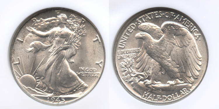 1945 Walking Liberty Half Dollar NGC MS-65 small