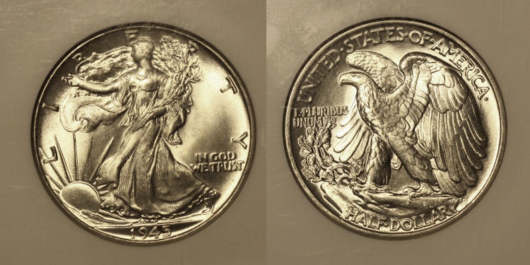 1945 Walking Liberty Half Dollar NGC MS-65 camera small