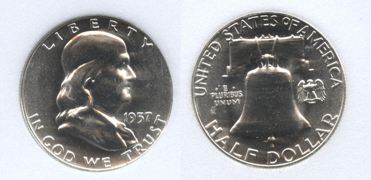 1957 Franklin Half Dollar NNC Proof-69 small