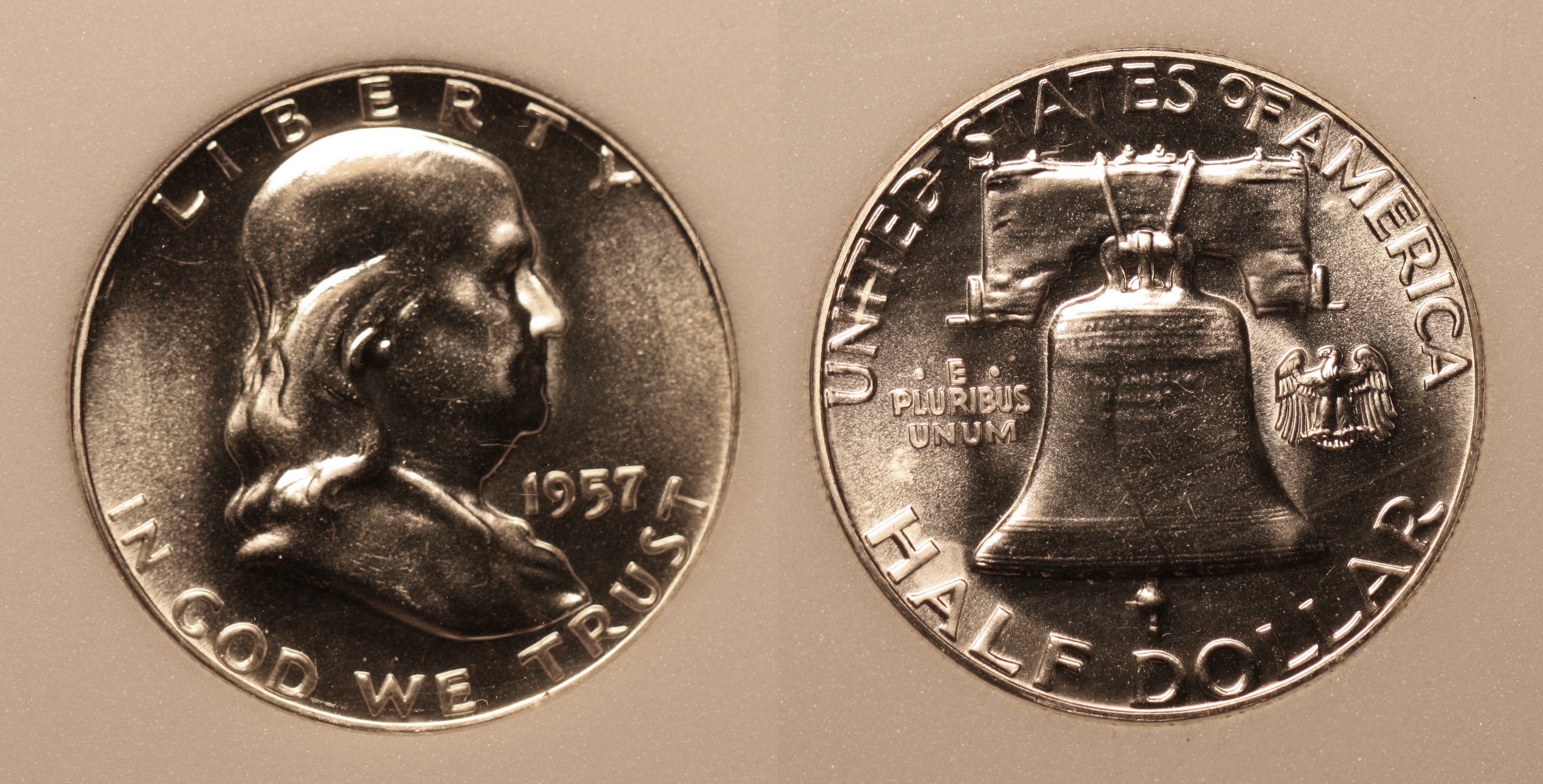 1957 Franklin Half Dollar NNC Proof-69 camera
