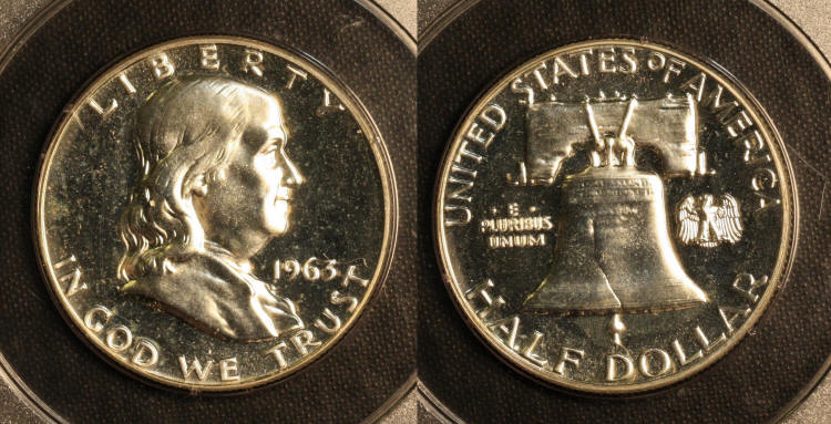 1963 Franklin Half Dollar PCGS Proof-65 camera small