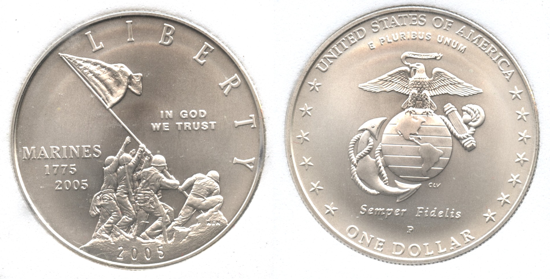 2005-P Marines Commemorative Silver Dollar SGS MS-70
