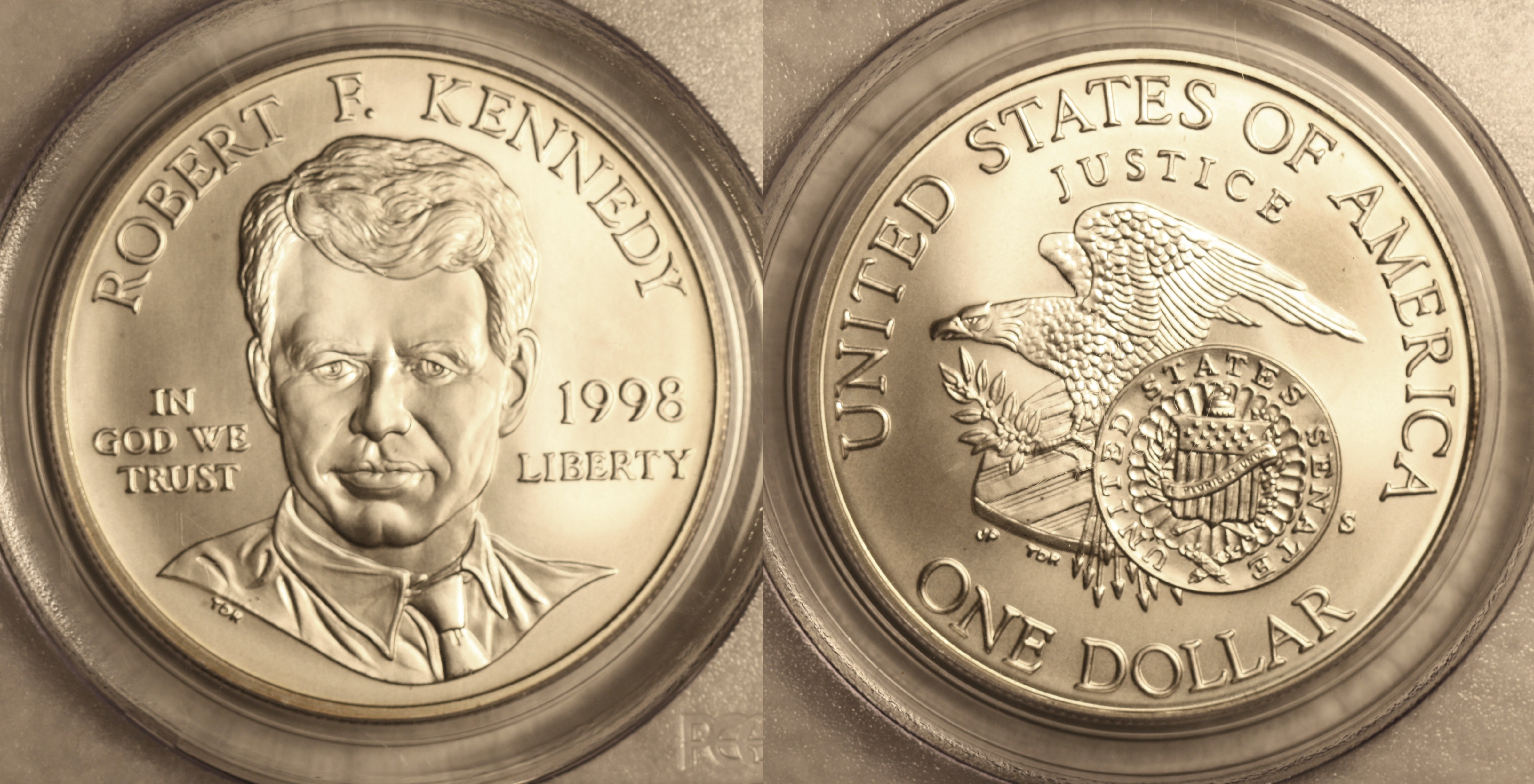 1998-S Robert F Kennedy Commemorative Silver Dollar PCGS MS-69 camera