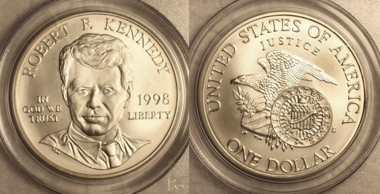 1998-S Robert F Kennedy Commemorative Silver Dollar PCGS MS-69 camera small