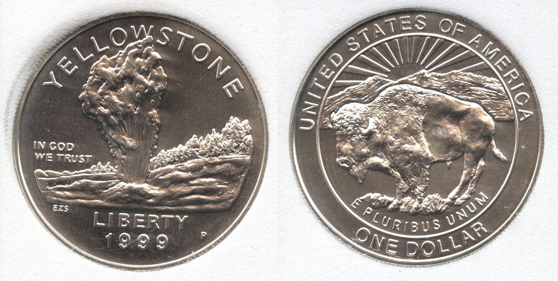 1999-P Yellowstone National Park Commemorative Silver Dollar SGS MS-70 #a