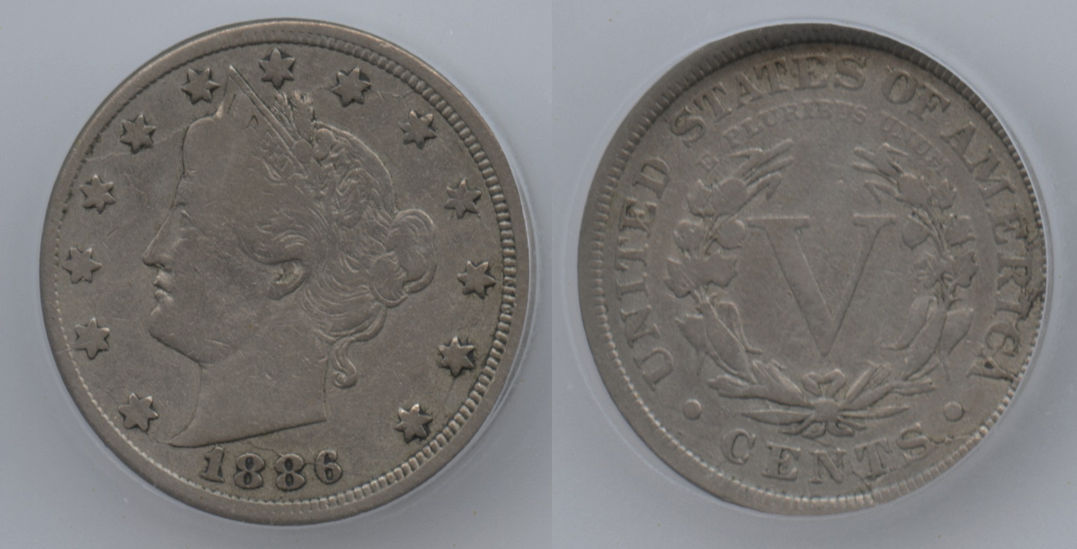 1886 Liberty Nickel ICG Fine-12