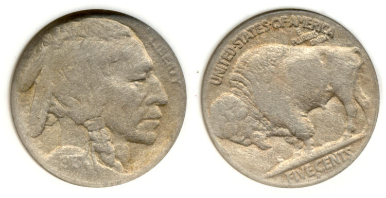1913-D Type 2 Buffalo Nickel PCI F-12 Chemically Altered small