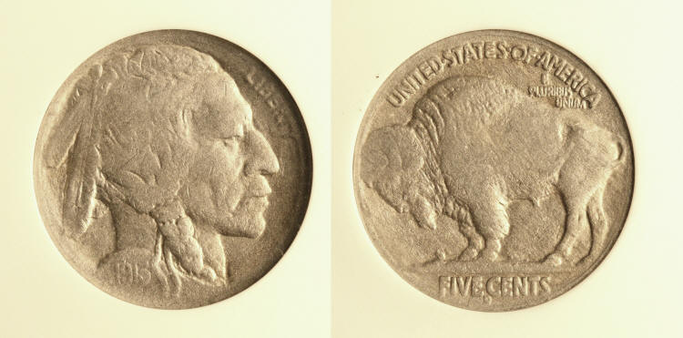 1913-D Type 2 Buffalo Nickel PCI F-12 Chemically Altered camera small
