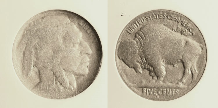 1918/7-D 8 over 7 Buffalo Nickel PCI F-12 Chemically Altered camera small