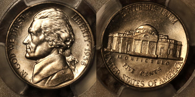 1938 Jefferson Nickel PCGS MS-65 FS #a camera small