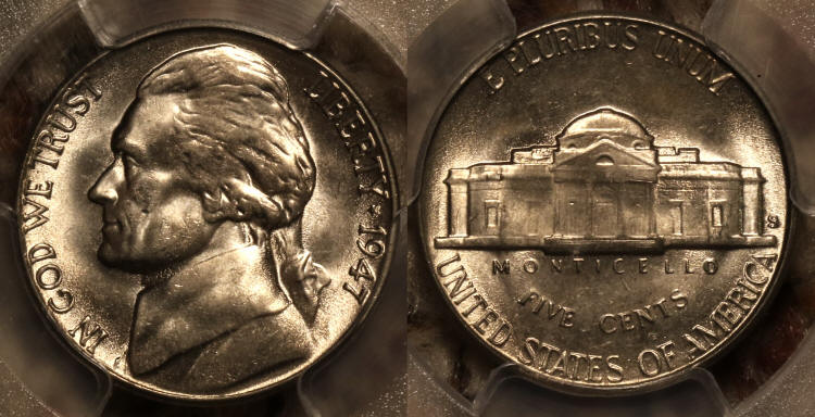 1947-S Jefferson Nickel PCGS MS-66 camera small