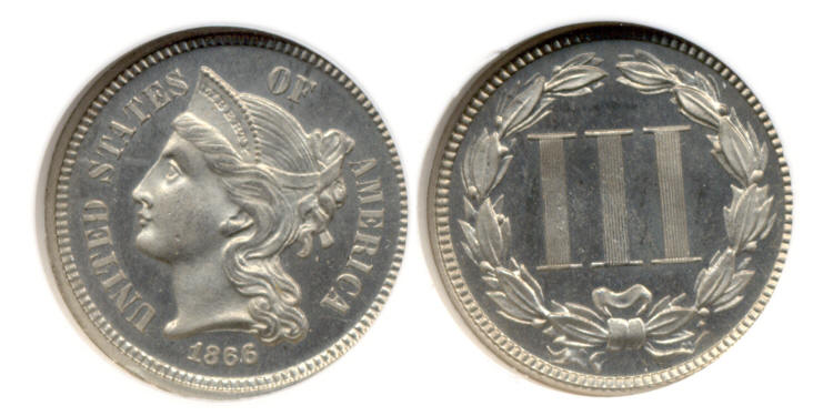 1866 Three Cent Nickel NGC Proof-65 Cameo small