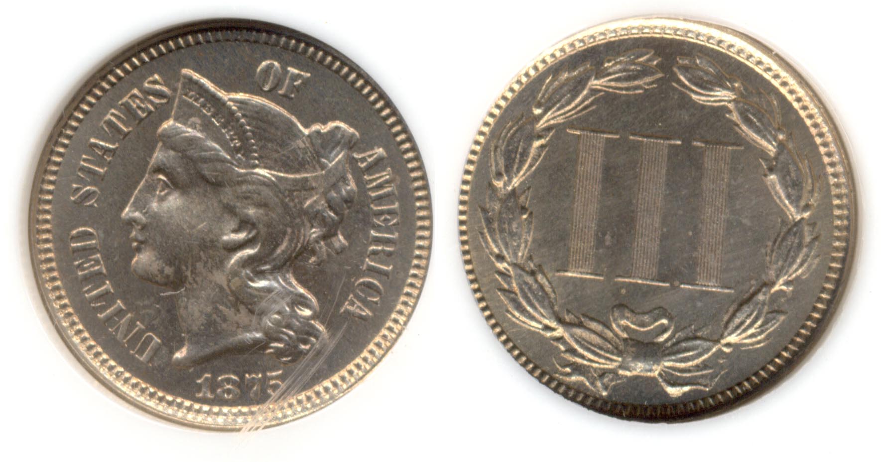 1875 Three Cent Nickel NGC Proof-64