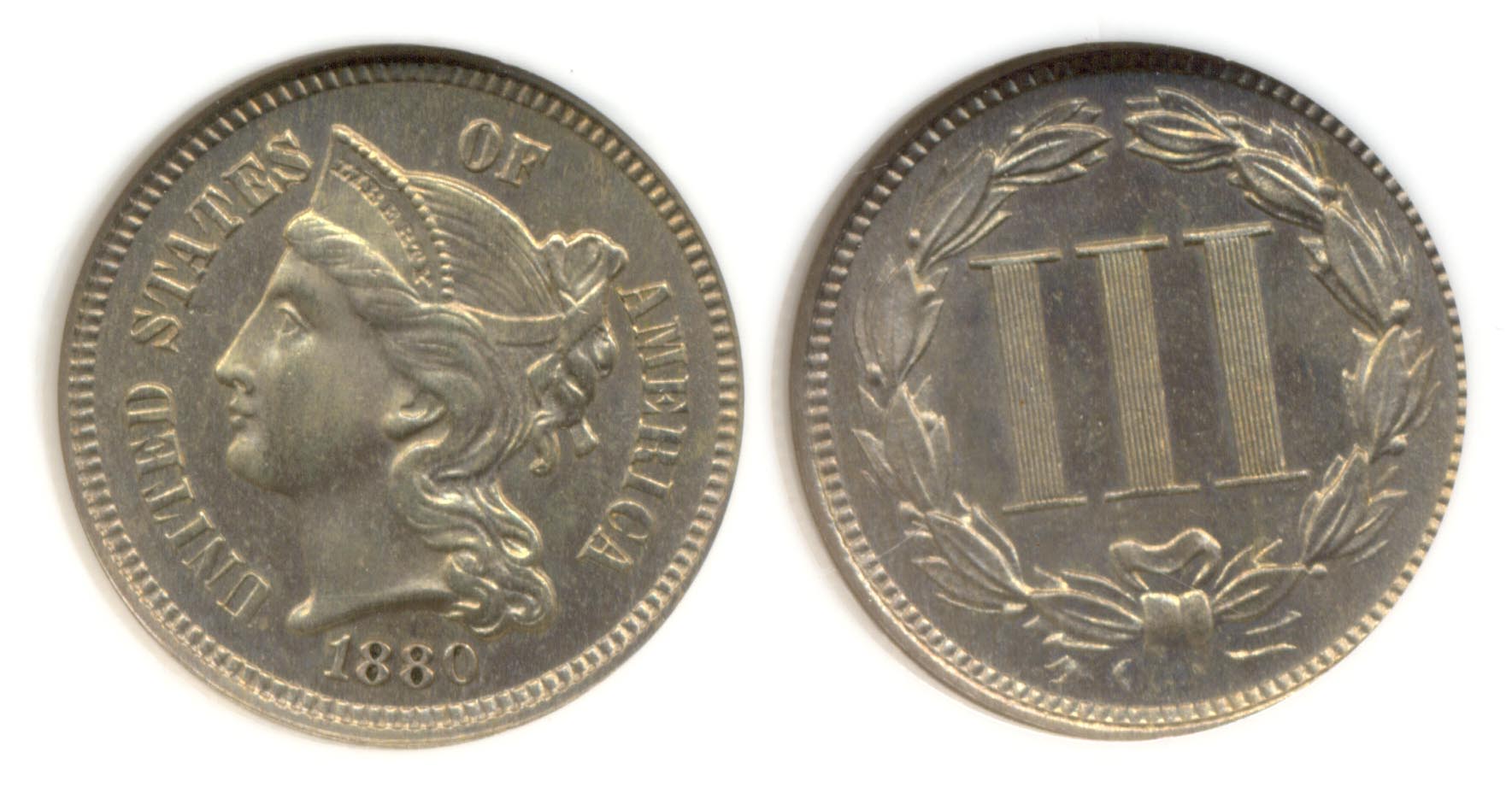 1880 Three Cent Nickel NGC Proof-65