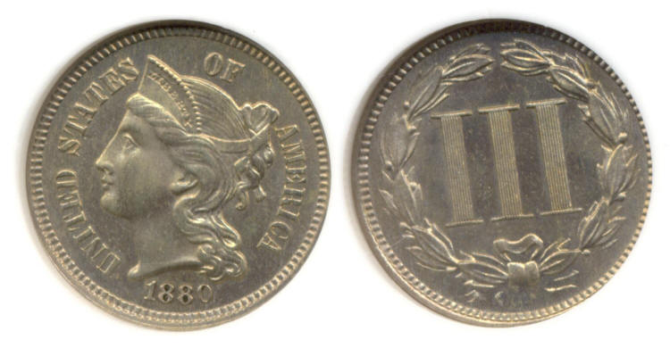 1880 Three Cent Nickel NGC Proof-65 small