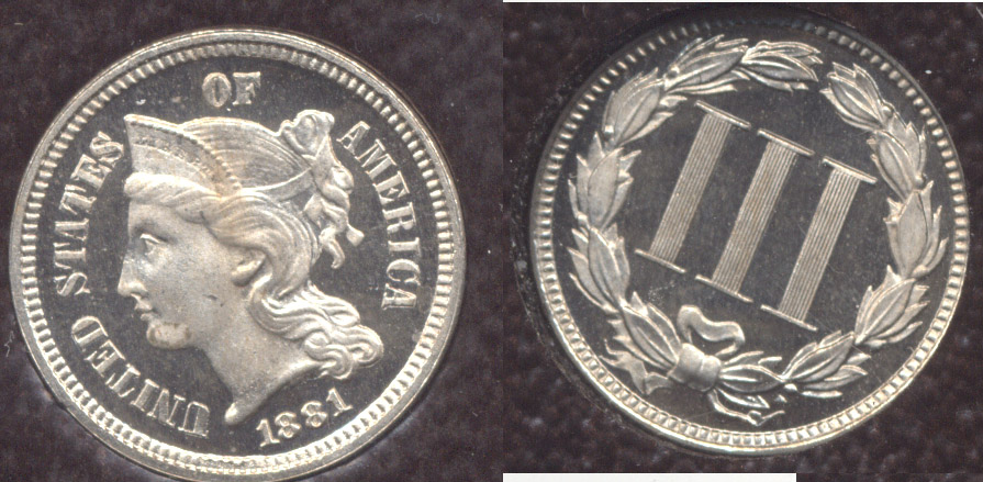 1881 Three Cent Nickel ICG Proof-64 Deep Cameo