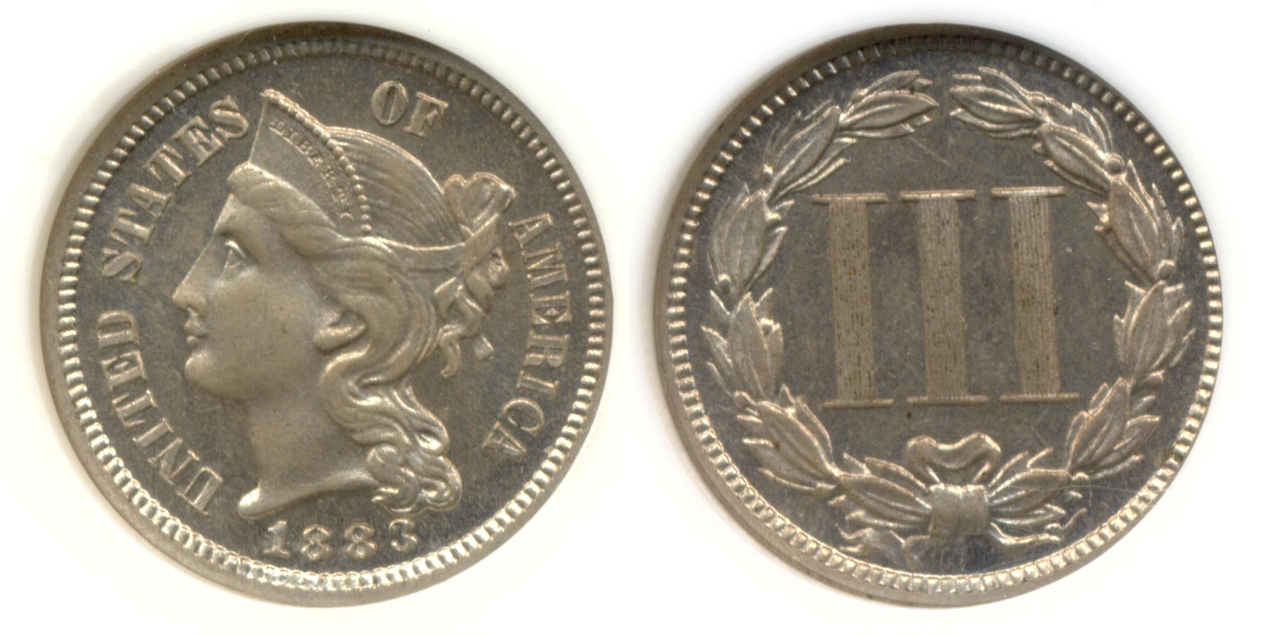 1883 Three Cent Nickel NGC Proof-63