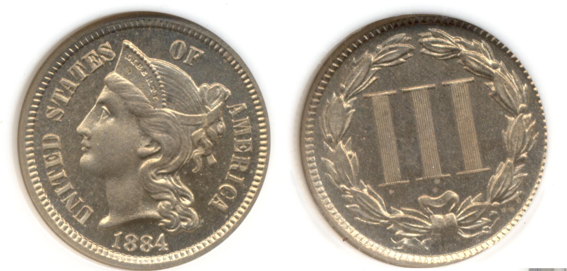 1884 Three Cent Nickel NGC Proof-64