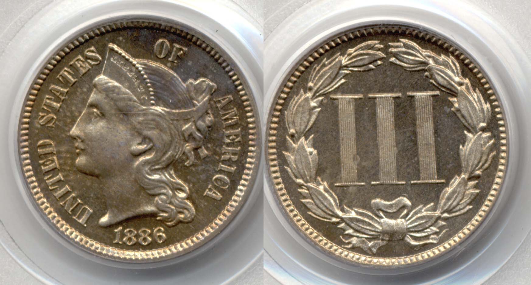 1886 Three Cent Nickel in PCGS Proof-64