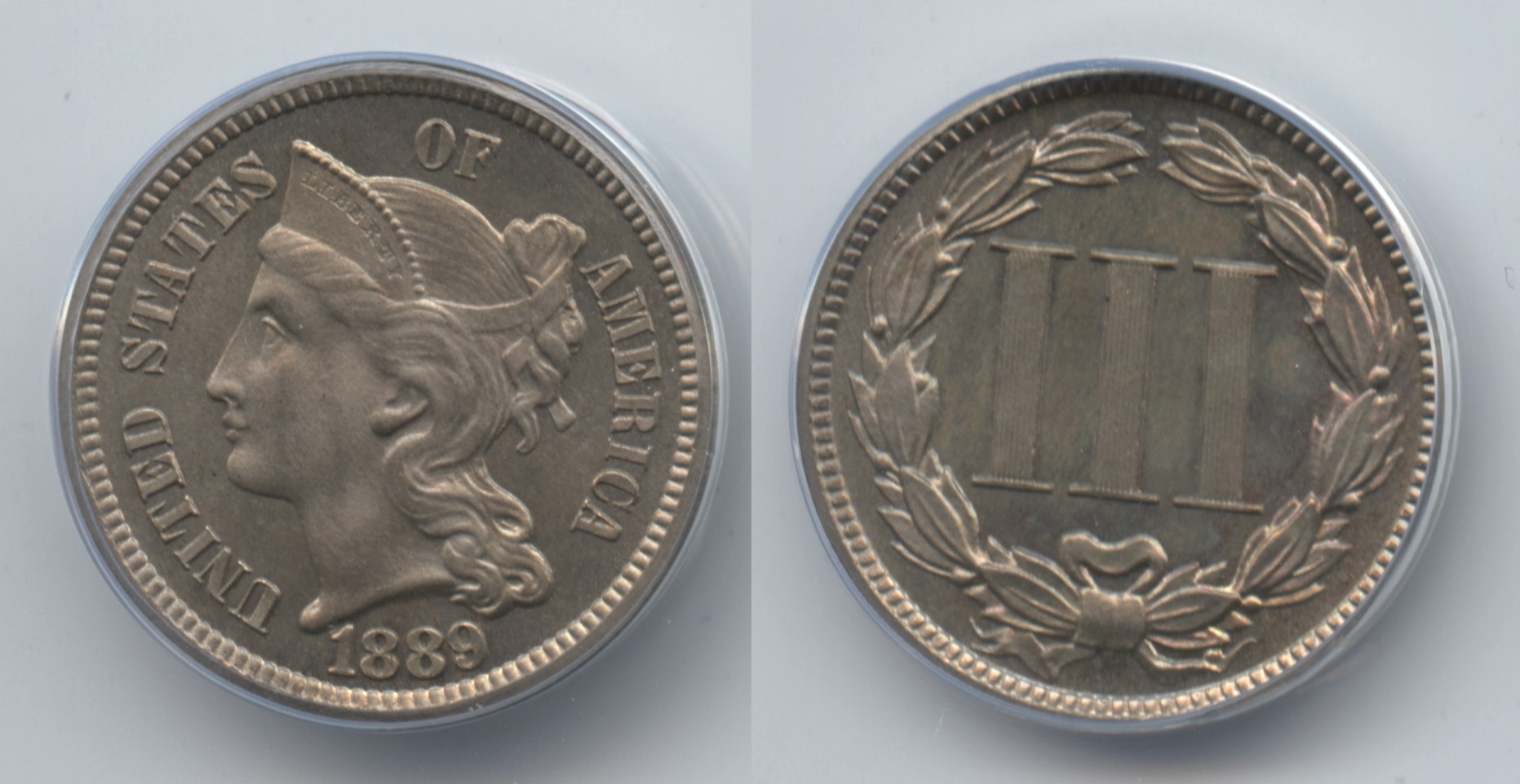 1889 Three Cent Nickel ANACS Proof-66