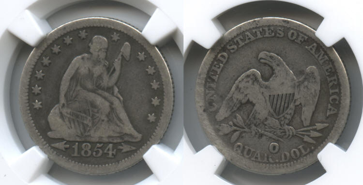 1854-O Huge O Seated Liberty Quarter NGC Fine-15 small