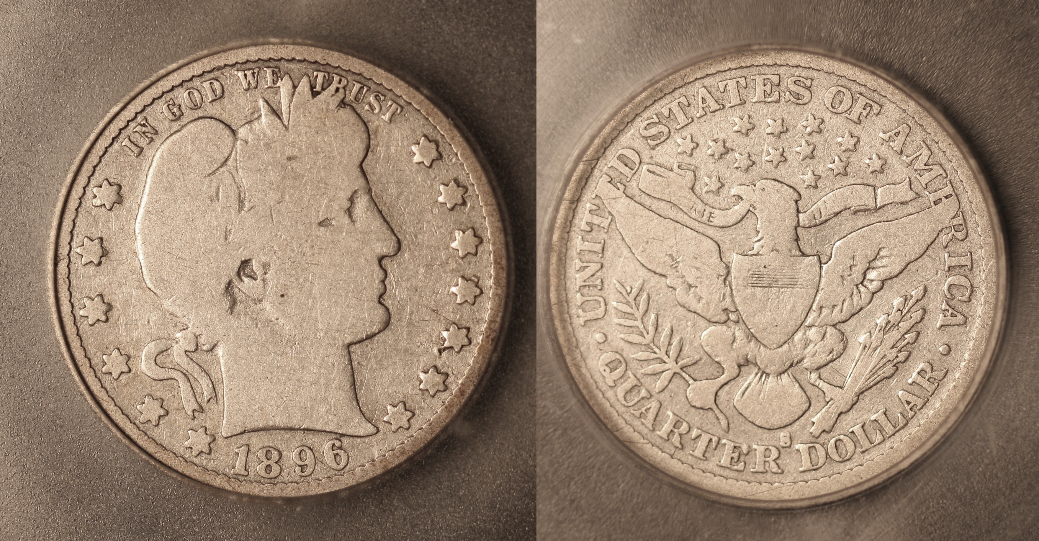 1896-S Barber Quarter ICG G-6 camera