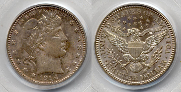 1914 Barber Quarter PCGS MS-64 small