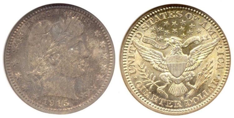 1915-S Barber Quarter ANACS MS-62 small