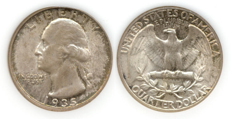 1935 Washington Quarter PCI MS-65 small