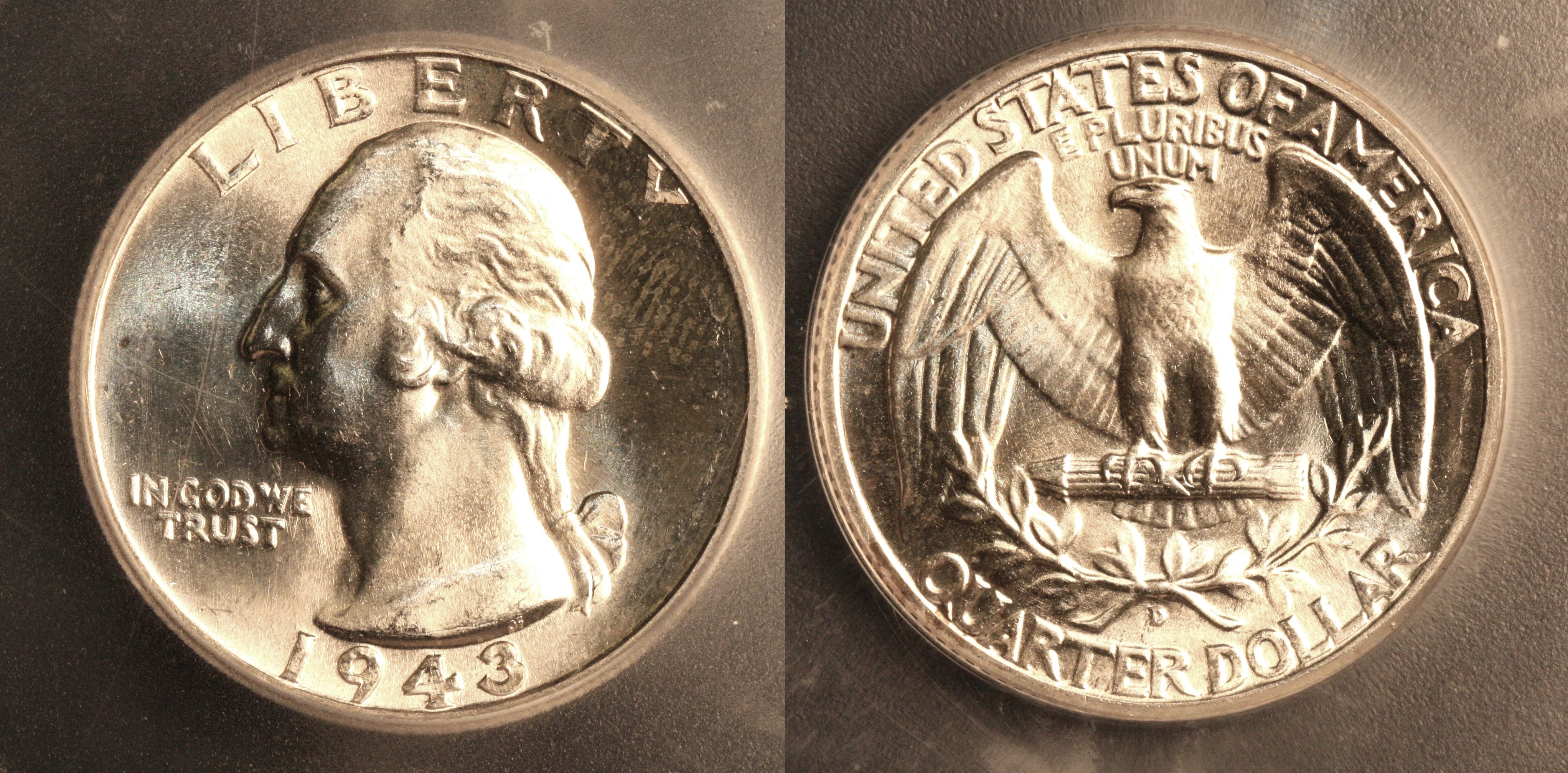 1943-D Washington Quarter ICG MS-66 camera