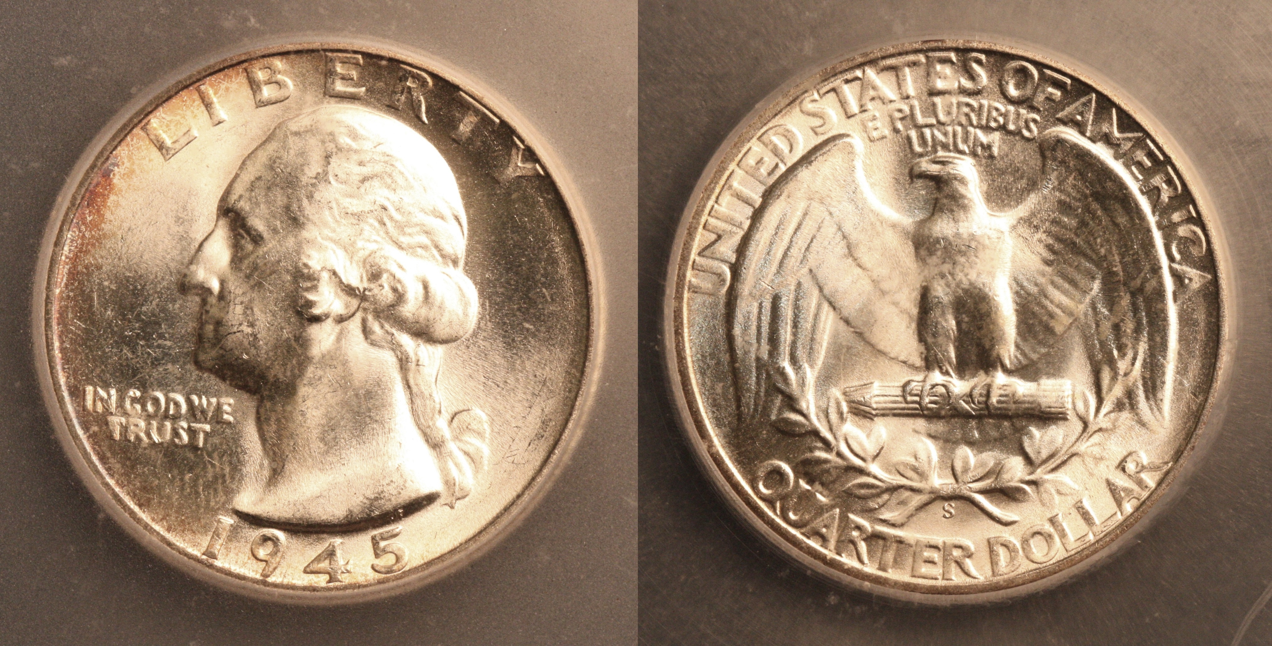 1945-S Washington Quarter ICG MS-66 camera