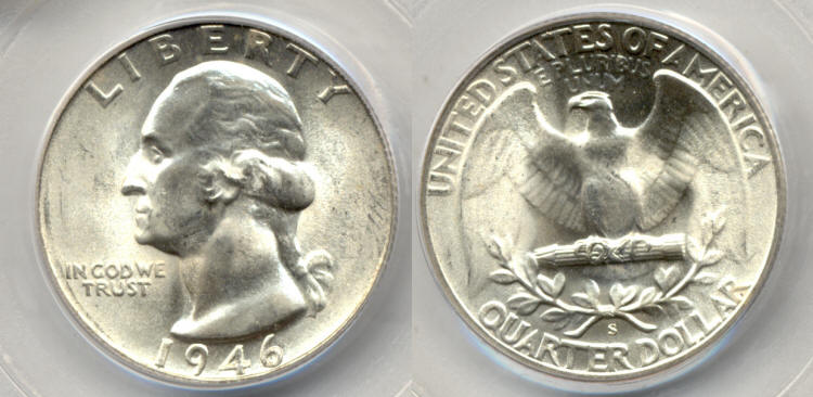 1946-S Washington Quarter PCGS MS-66 #f small