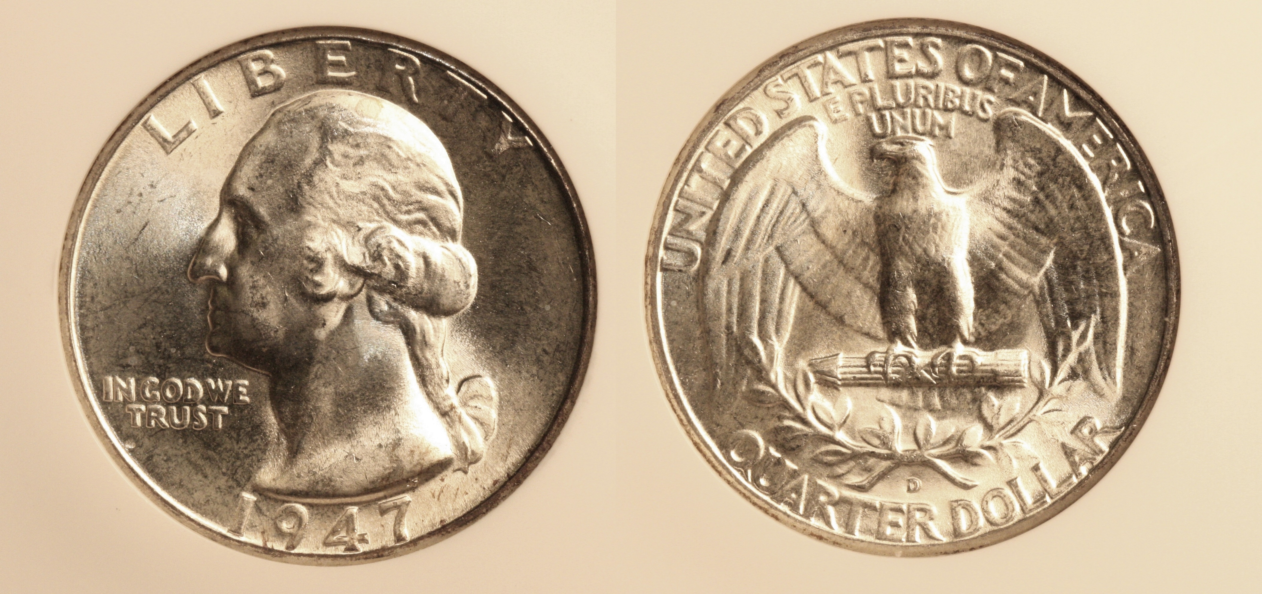 1947-D Washington Quarter NGC MS-66 #b camera