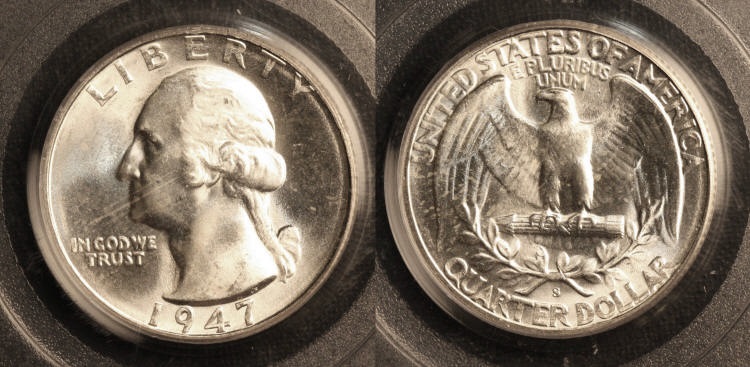 1947-S Washington Quarter PCGS MS-65 #e camera small