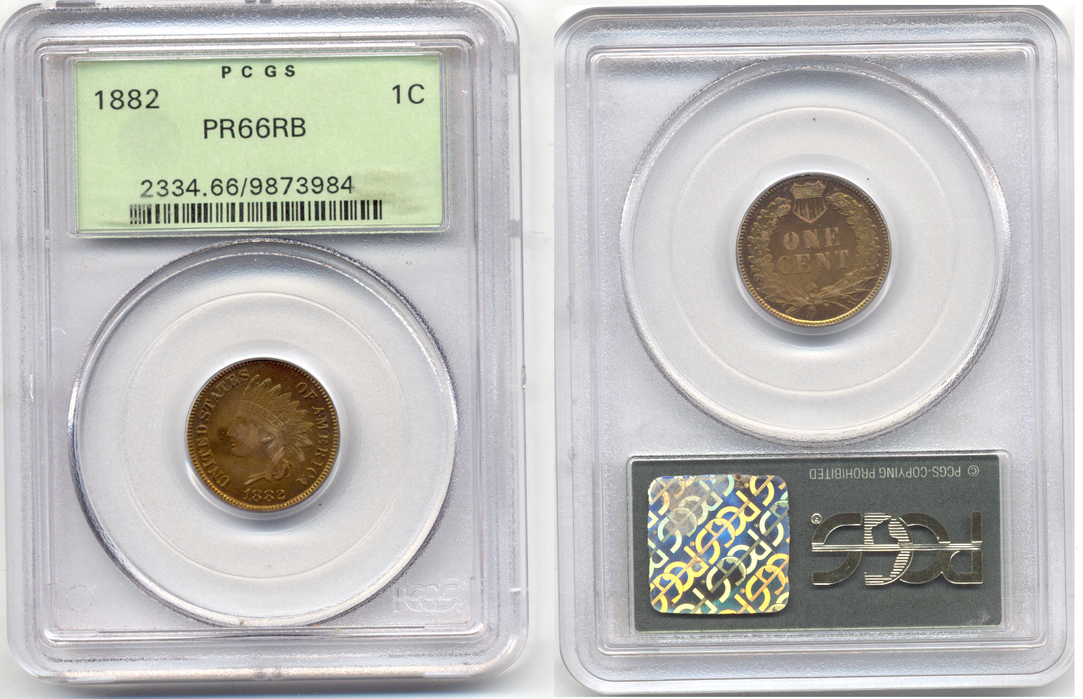 1882 Indian Head Cent PCGS Proof-66 Red Brown