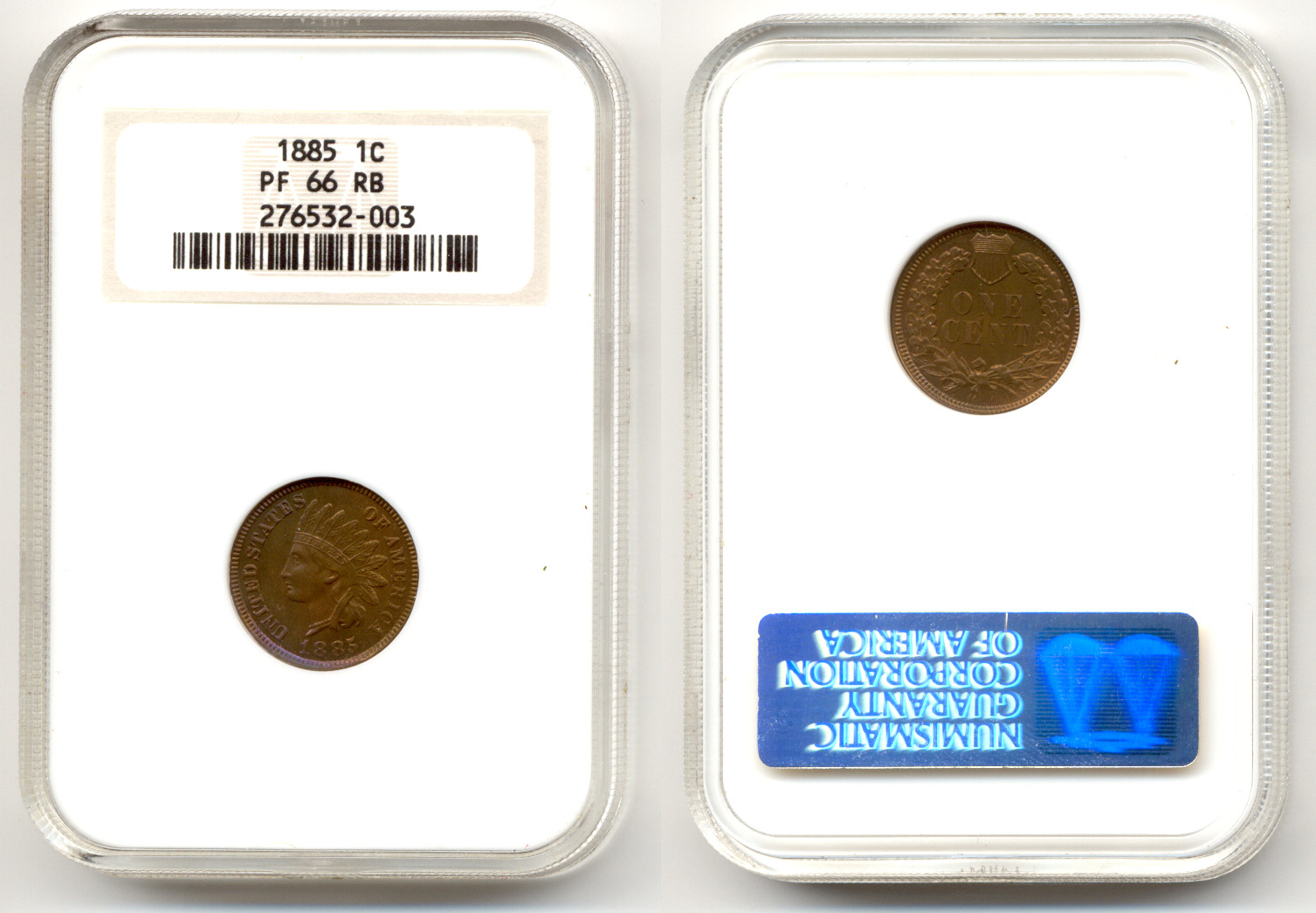 1885 Indian Head Cent NGC Proof-66 Red Brown