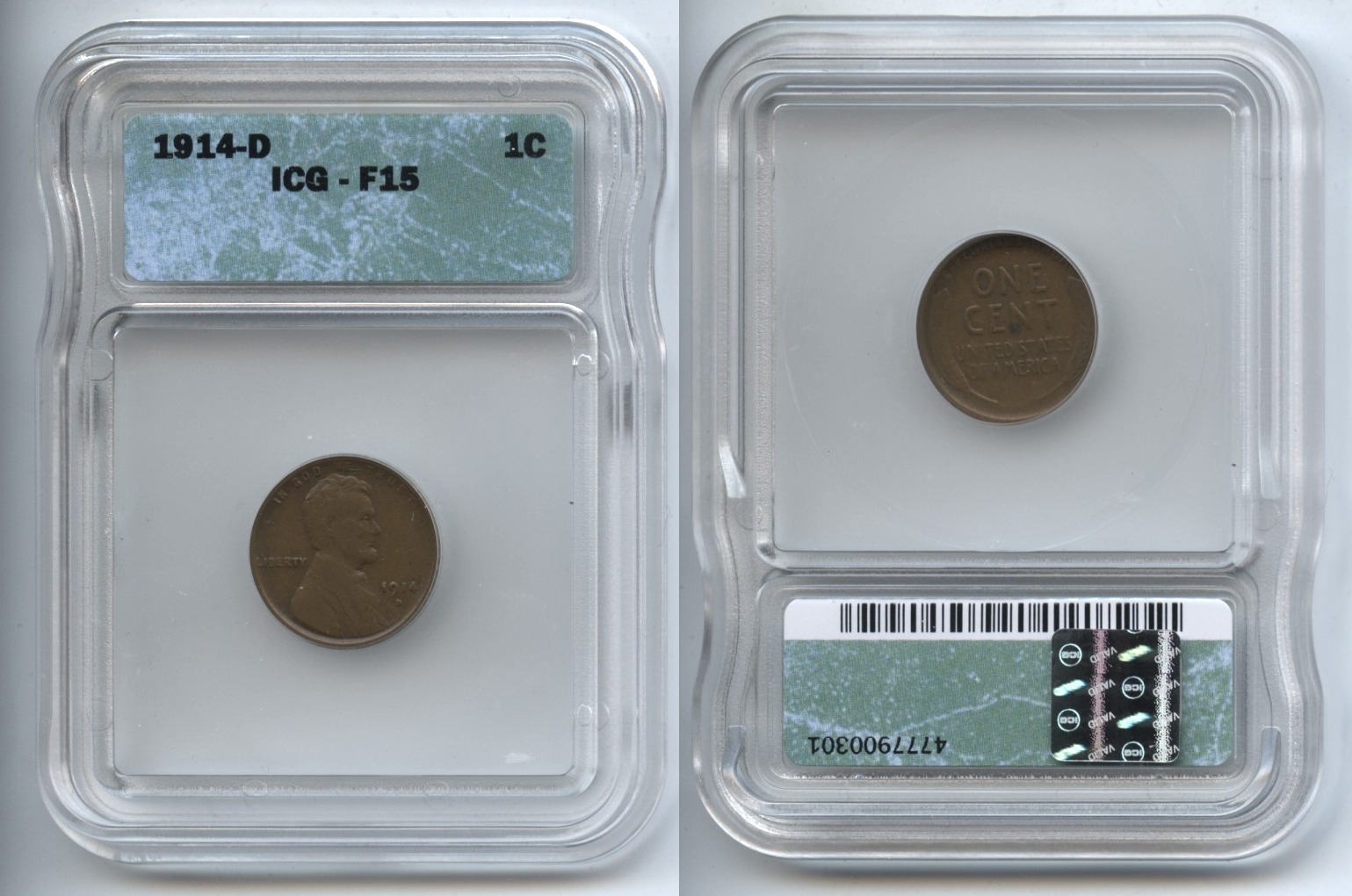 1914-D Lincoln Cent ICG F-15