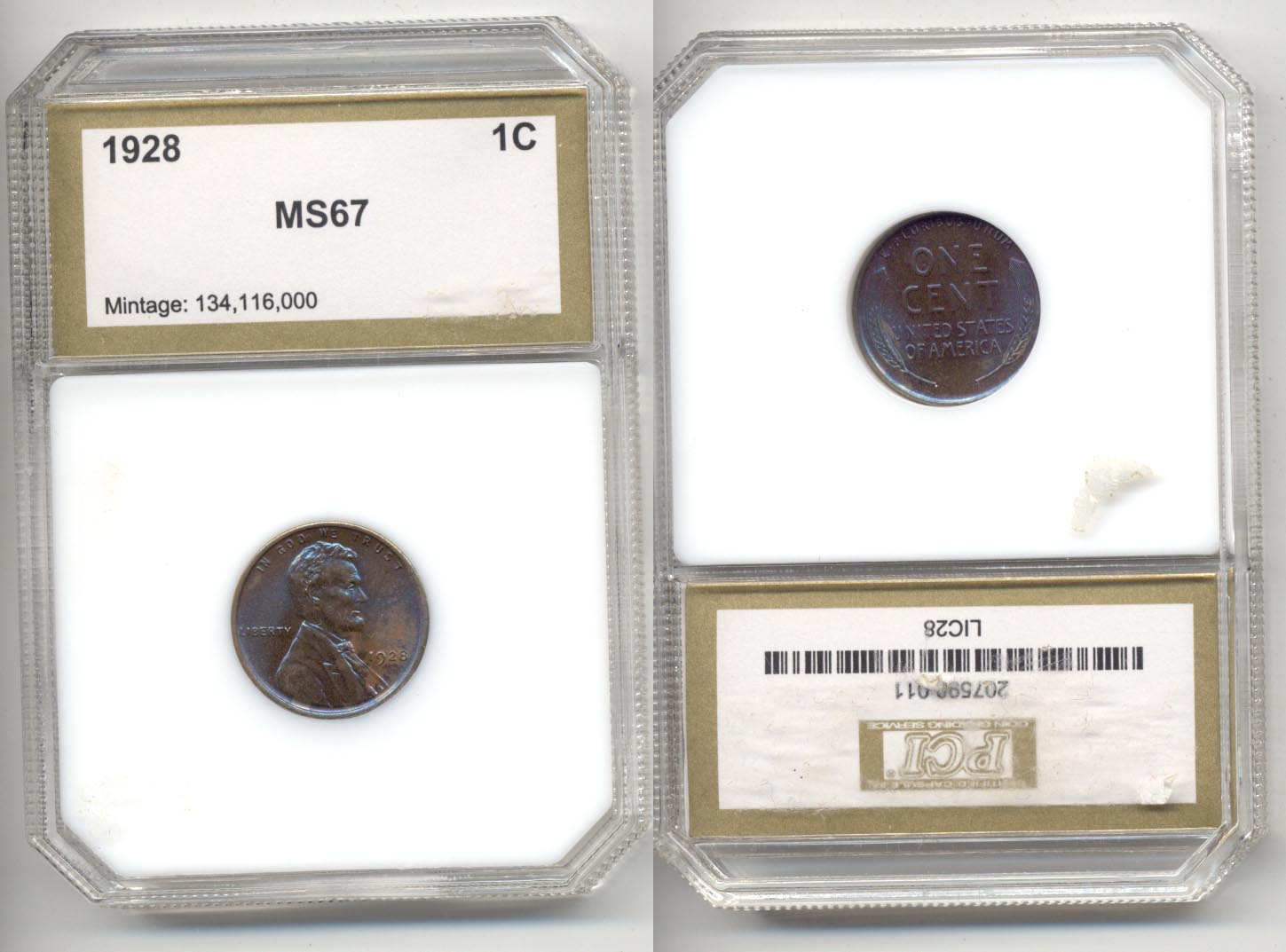 1928 Lincoln Cent PCI MS-67