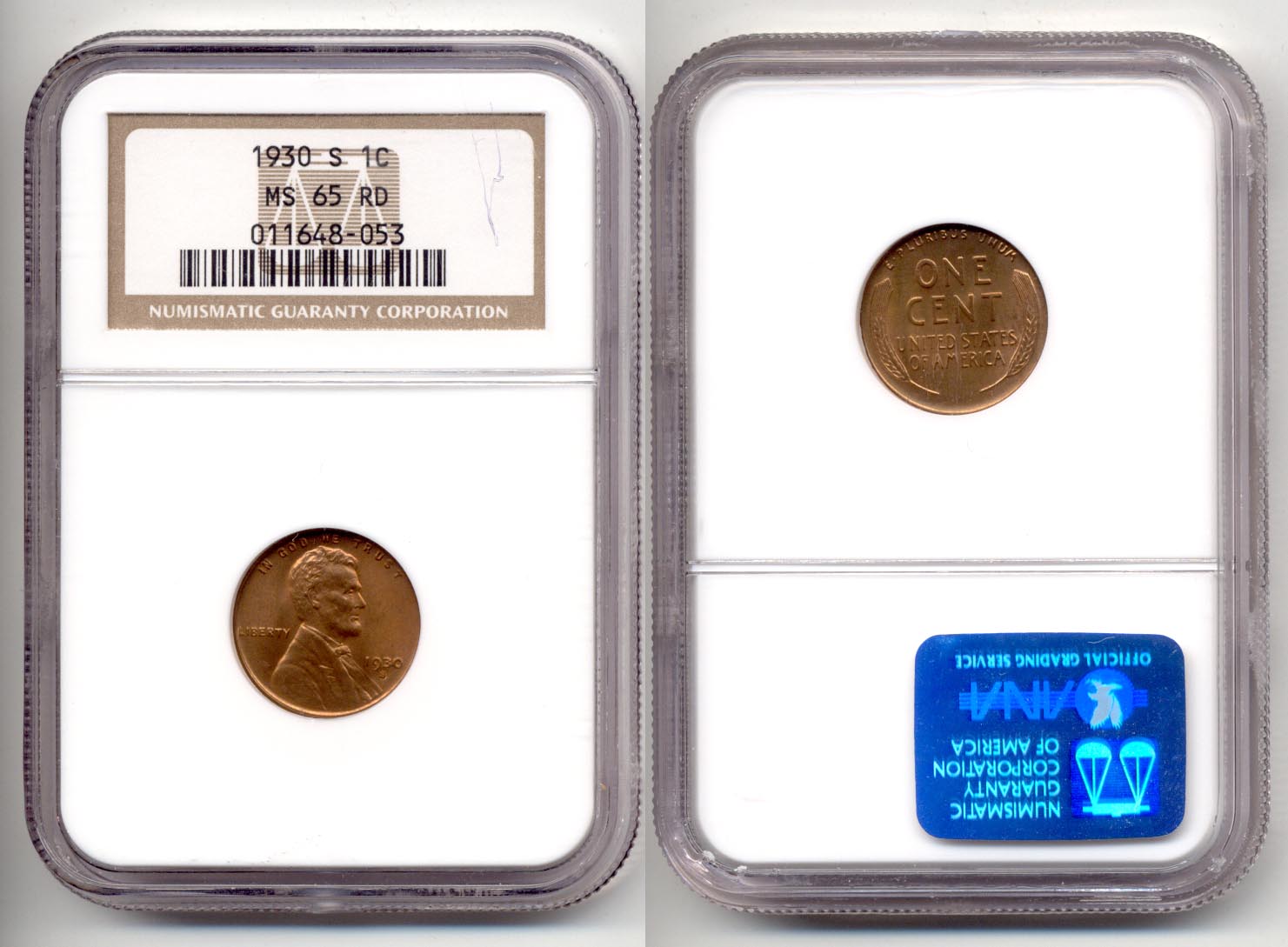 1930-S Lincoln Cent NGC MS-65 Red a